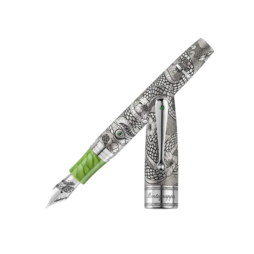 Montegrappa Year of the Snake Füllfederhalter aus Sterling Silber 925 mit 18K-Goldfeder