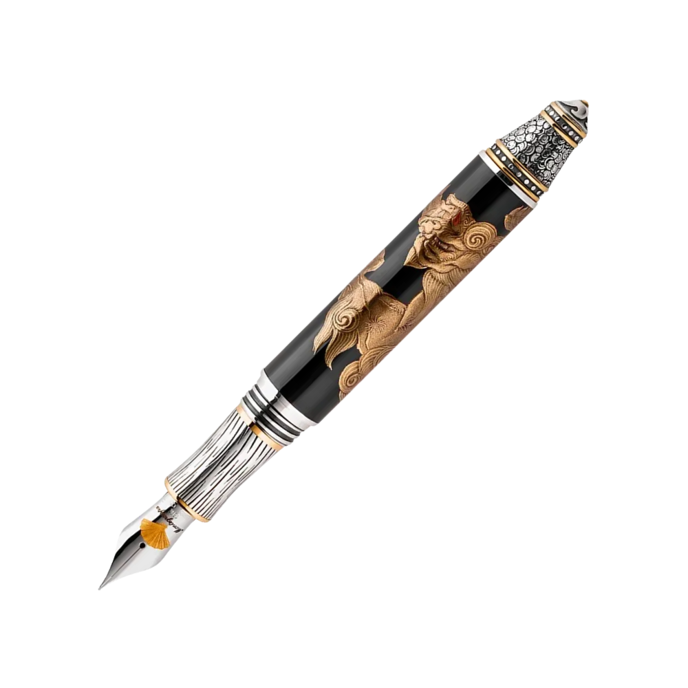 Montegrappa Kitcho Pen Füllfederhalter displayed in premium packaging, emphasizing the luxurious materials and unique design.