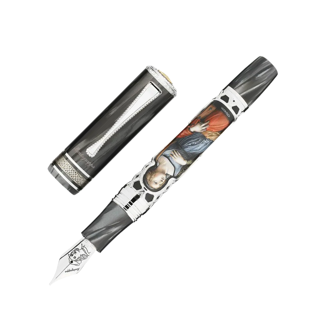 Montegrappa Füllfederhalter, luxuriöses braunes Lederdesign mit Sterlingsilber und im edlen Etui geliefert.