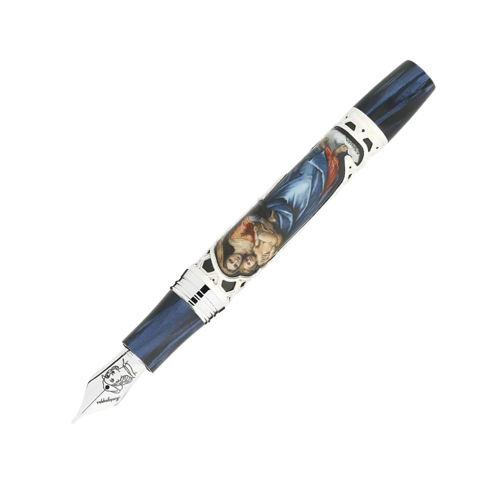 Montegrappa Raffaello 500th Anniversary Füllfederhalter displayed in its elegant box, highlighting the sophisticated design and luxurious finish.