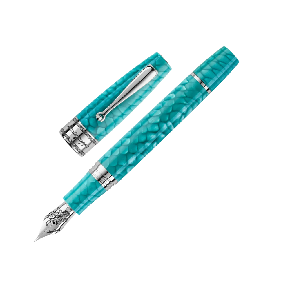Montegrappa Füllfederhalter with detailed stainless steel accents and 18k gold nib