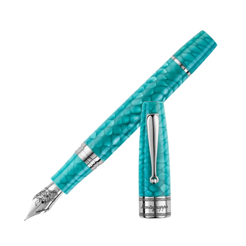 Montegrappa Regal Year of the Dragon Laguna Blue Füllfederhalter with stainless steel trim