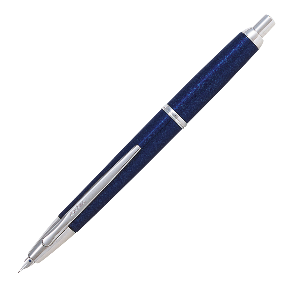 Pilot Capless Decimo Dark Blue Fountain Pen with Rhodium Trim – Elegant and Slim Design