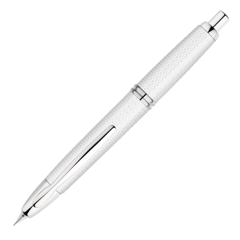 Pilot Capless Graphite White Fountain Pen with Rhodium Trim – Elegant and Sleek Design