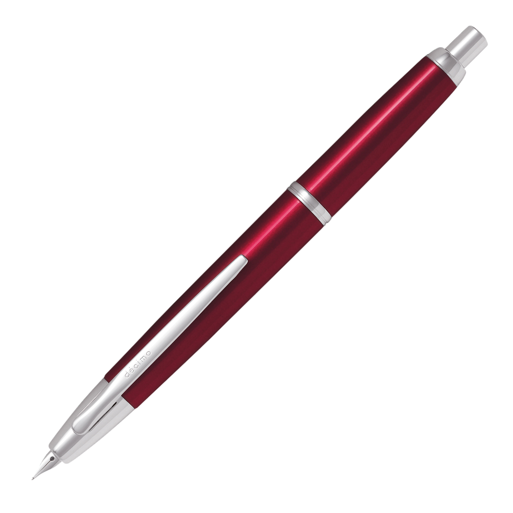 Pilot Capless Decimo Red Fountain Pen with Rhodium Trim – Elegant and Slim Design
