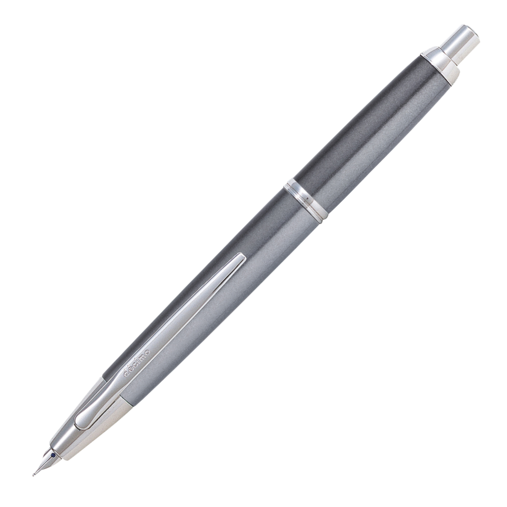 Pilot Capless Decimo Grey Fountain Pen with Rhodium Trim – Elegant and Slim Design