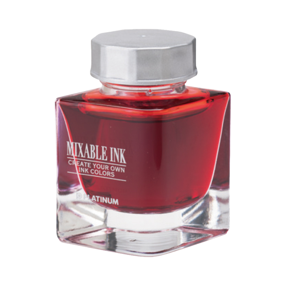 Platinum Mixable Ink 20ml Flame Red in Glasflasche, rote Tinte für kreative Farbmischungen.