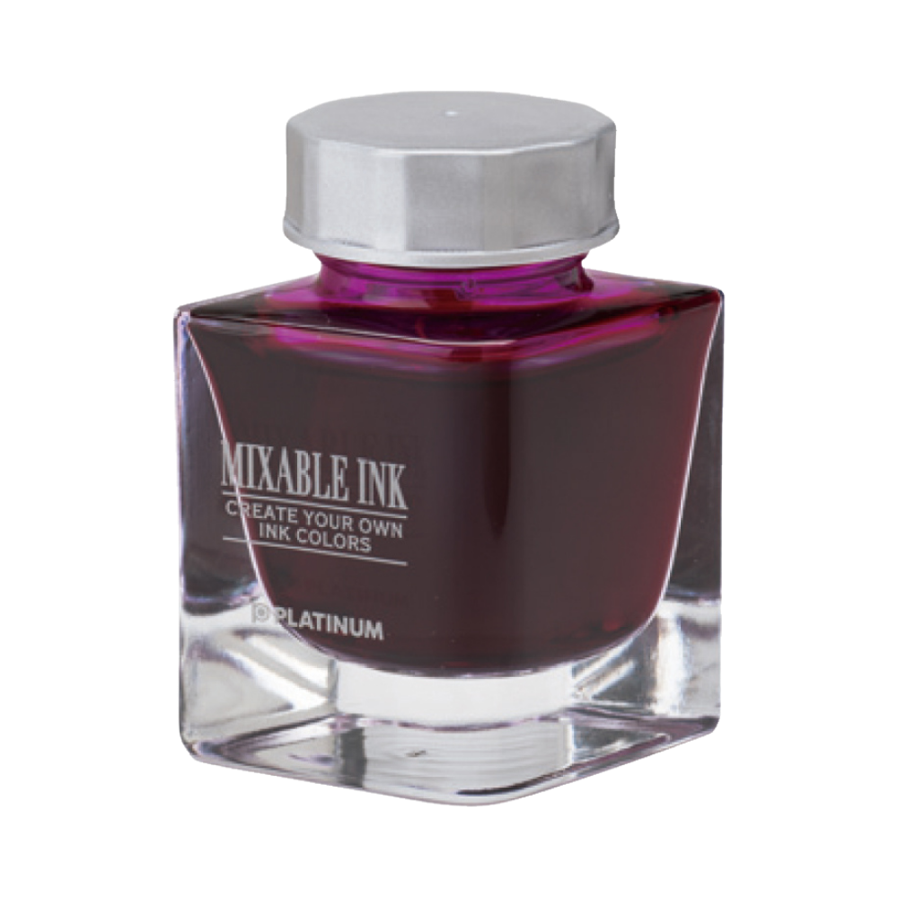 Platinum Mixable Ink 20ml Silky Purple in diamantförmiger Glasflasche, seidige lila Tinte für kreative Farbmischungen.