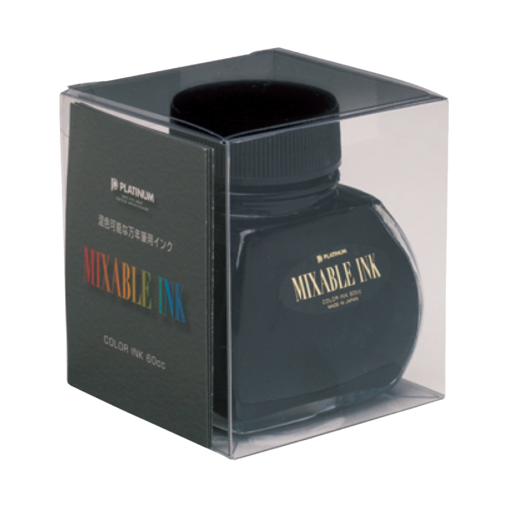 Platinum Mixable Ink 60ml Flame Smoke Black in Glasflasche, schwarz (Smoke Black), wasserbeständig.