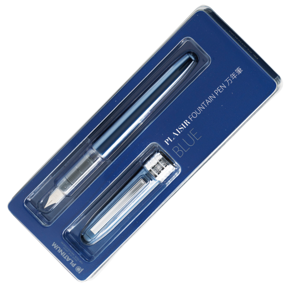 Platinum Plaisir - G Pack Blue Füllfederhalter in Blau mit feiner Edelstahlfeder und silbernem Clip.