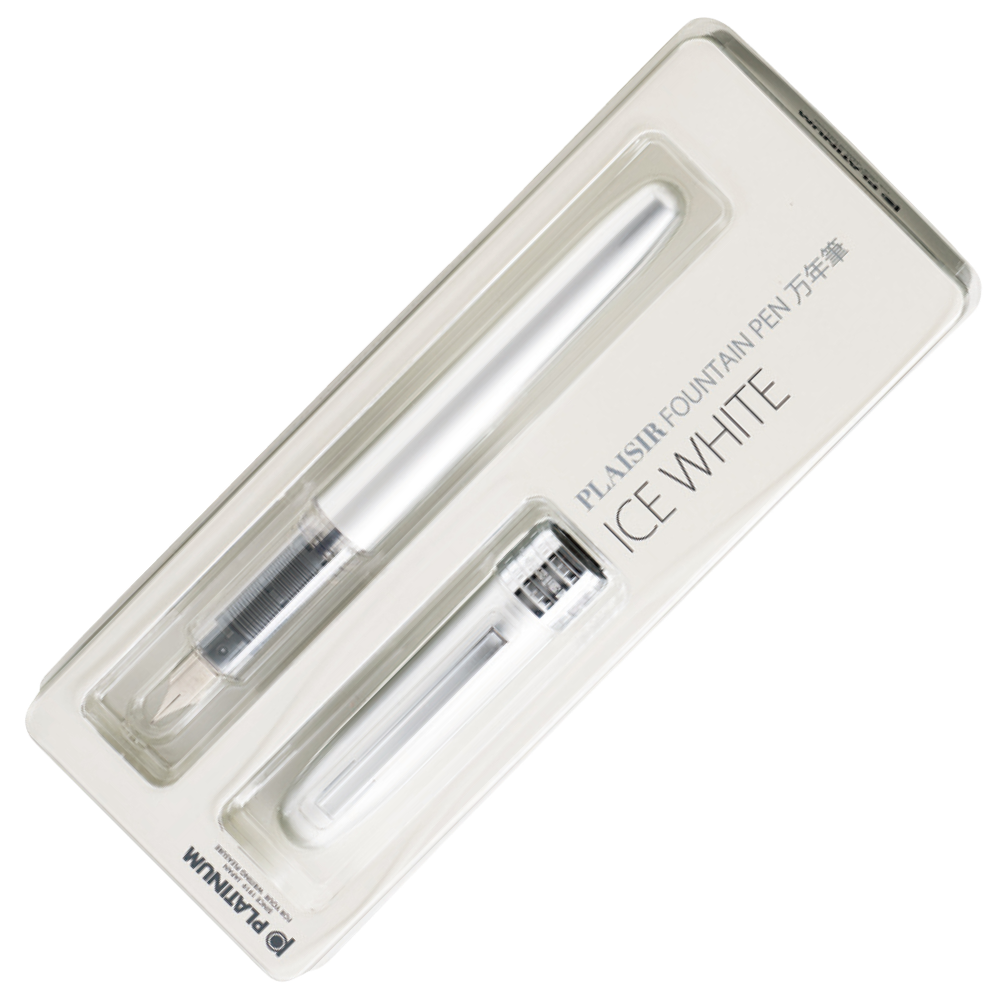 Platinum Plaisir-G Pack Ice White Füllfederhalter mit Aluminium-Korpus und Edelstahlfeder, ausgestattet mit Alumite-Beschichtung und federstahl Clip.
