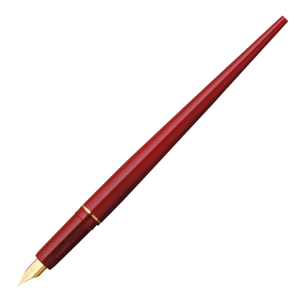 Platinum artWORKpen Füllhalter rot EF mit Kappe abgenommen, sichtbar vergoldete Stahlfeder.