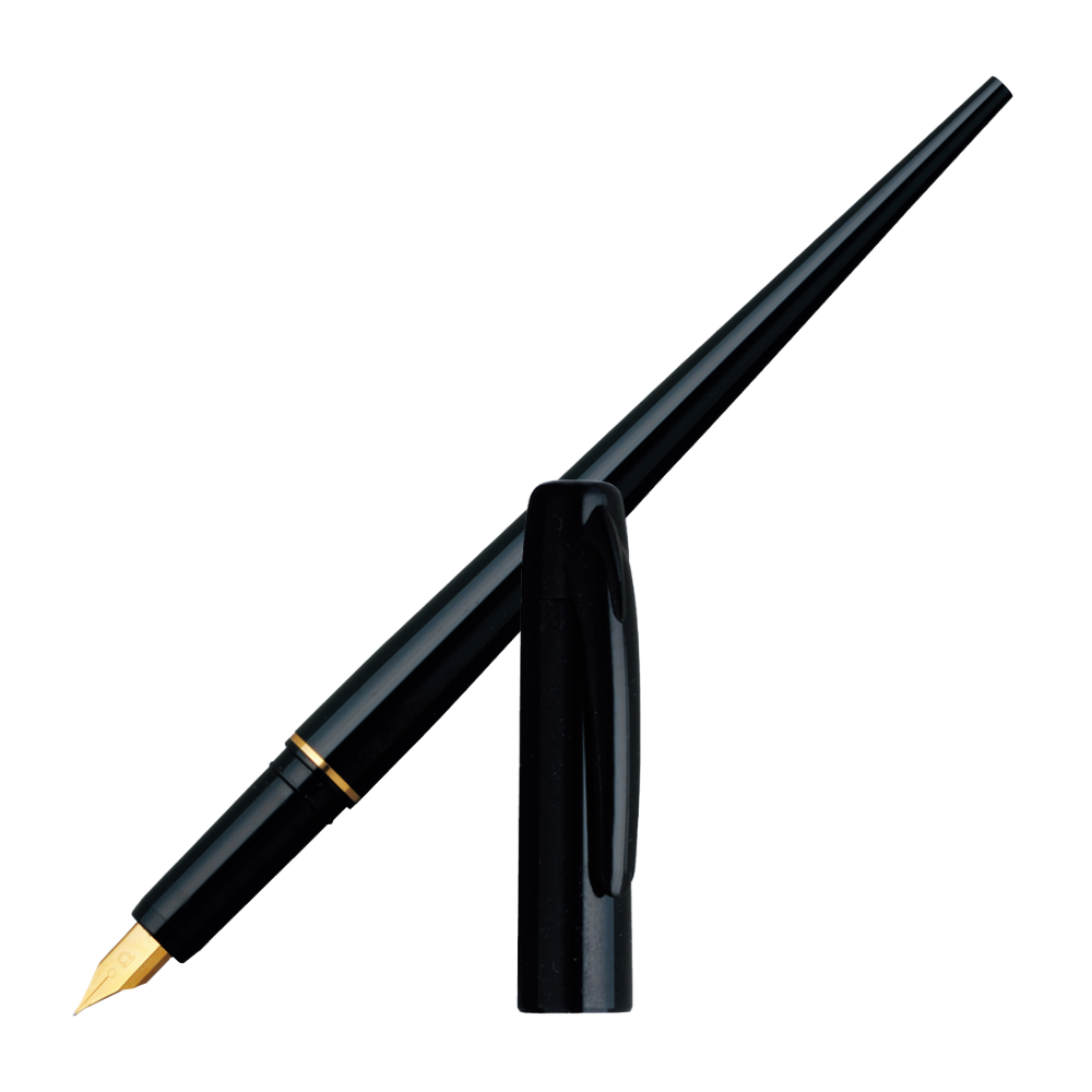 Platinum artWORKpen Füllhalter schwarz EF mit goldplattierter Stahlfeder und schwarzem Resin-Korpus.