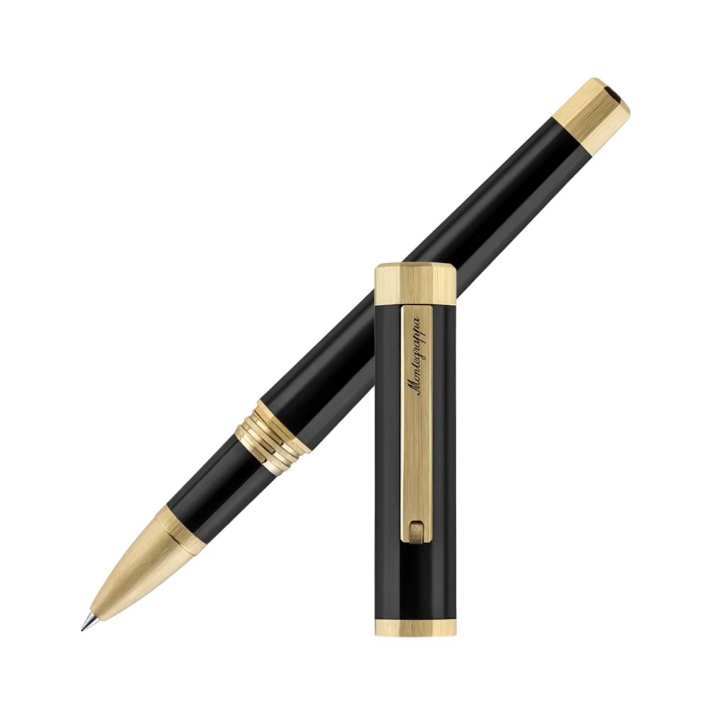 Montegrappa Otto Yellow Gold IP Rollerball Pen with cap on