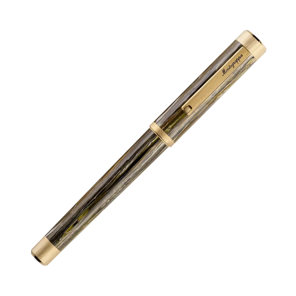 Montegrappa Zero Zodiac Capricorn Yellow Gold IP Steel Rollerball Pen with cap off