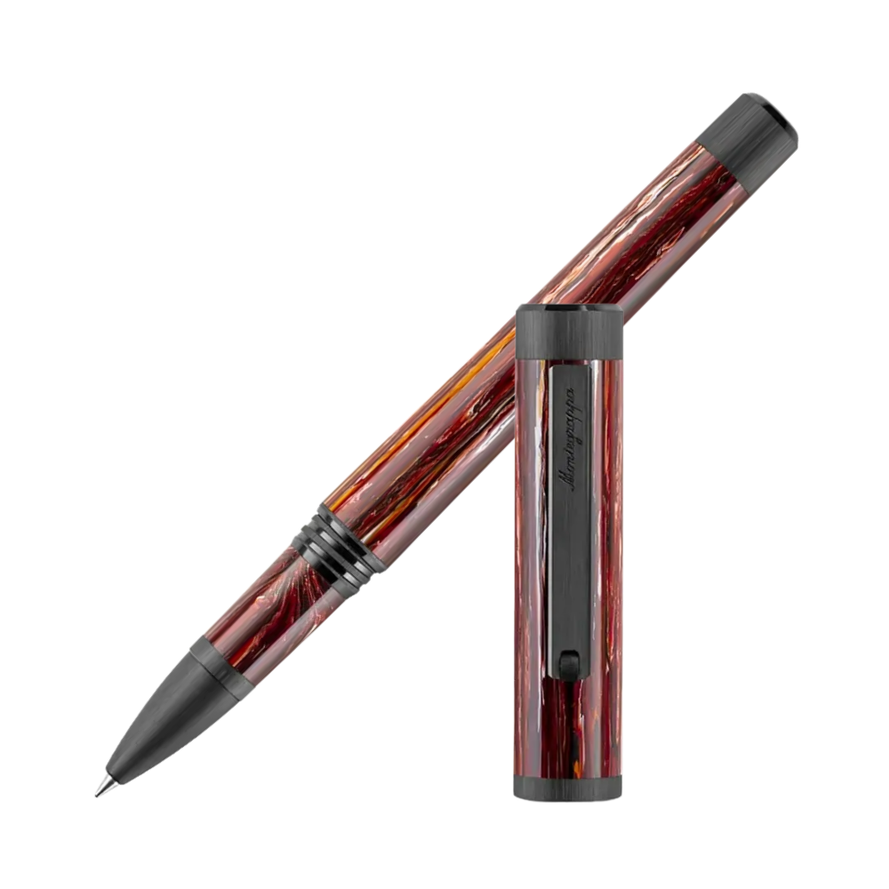 Montegrappa Zero Zodiac Scorpio Ultra Black IP Steel Rollerball Pen with cap on