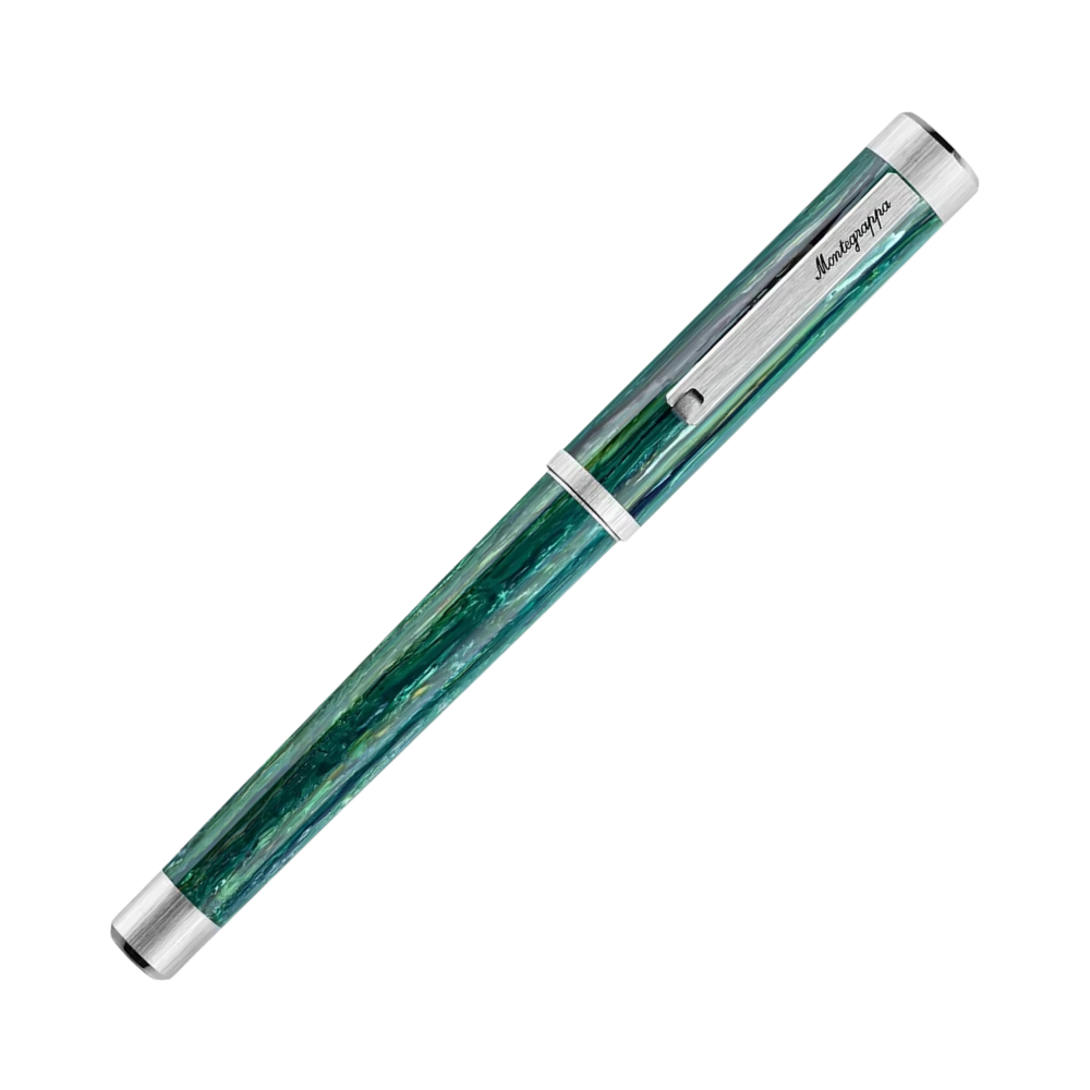 Montegrappa Zero Zodiac Sagittarius Palladium IP Steel Rollerball Pen with cap off