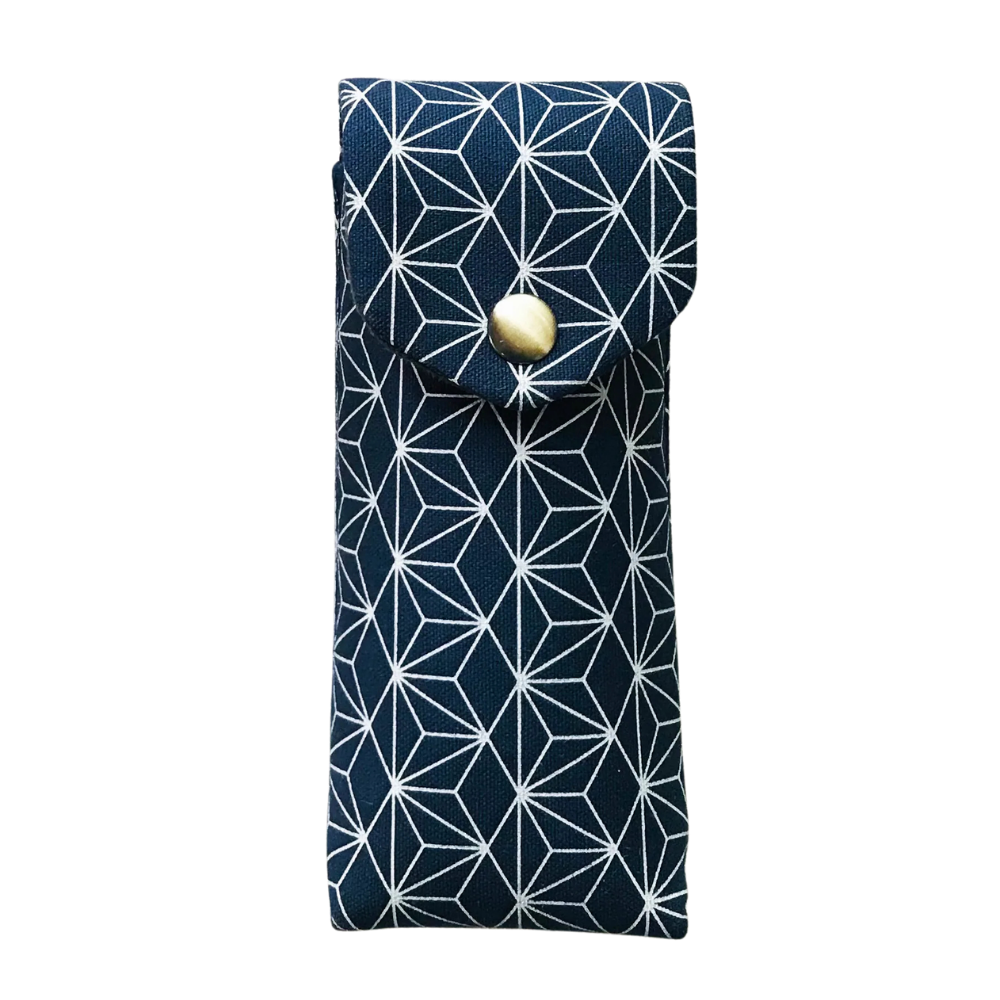 Kyoku haku Window Grating Blue Pen Case für 2 Schreibgeräte