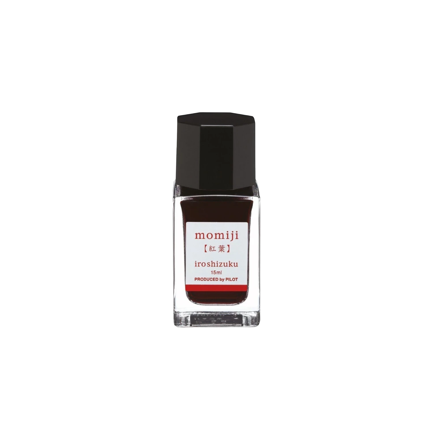 Landsiedel Fine Writing Pilot iroshizuku Momiji Tinte in einem eleganten 15ml Glasflakon mit schwarzem Verschluss