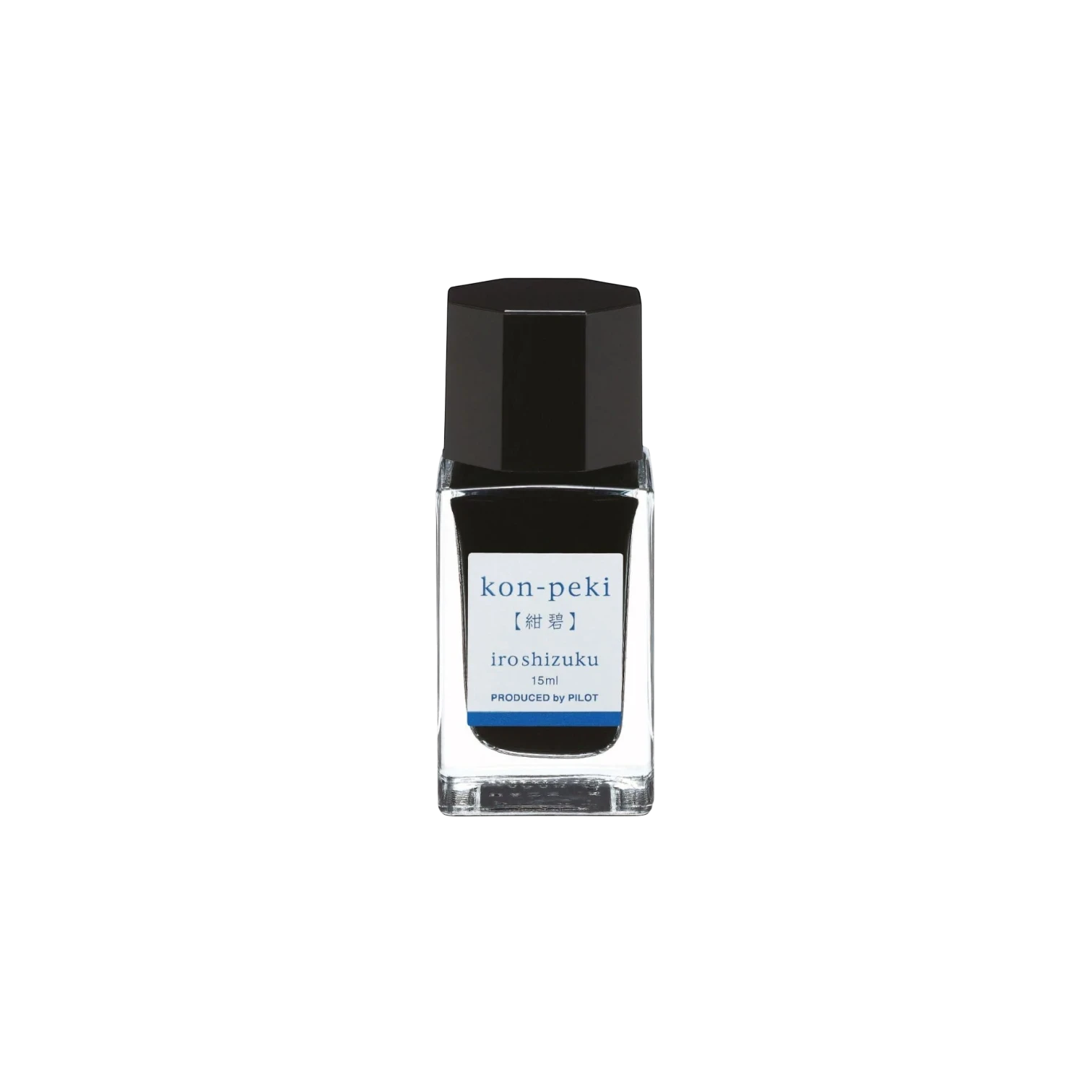 Landsiedel Fine Writing Pilot iroshizuku Tinte kon-peki in einem eleganten 15ml Glasflakon mit schwarzem Verschluss