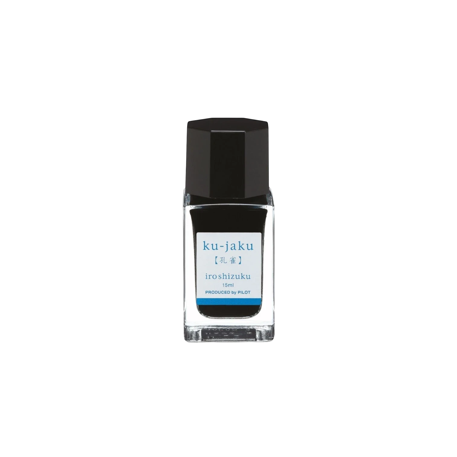 Landsiedel Fine Writing Pilot iroshizuku Füllhaltertinte ku-jaku im 15ml Glasflakon auf schwarzem Hintergrund